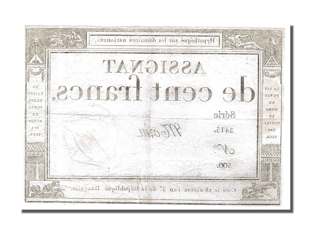 FRANCE, 100 Francs, 1795, 1795-01-07, EF(40-45), Lafaurie #173, FRANCE, 100...