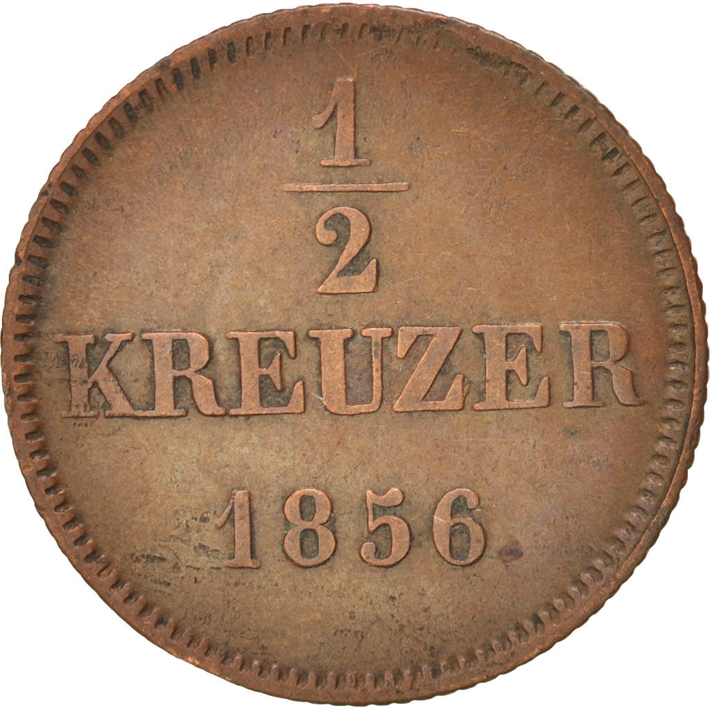 Monnaie, Etats allemands, BAVARIA, Maximilian II, 1/2 Kreuzer, 1856, TTB