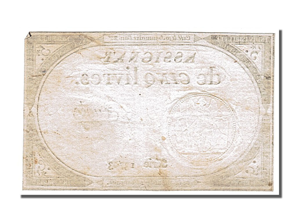 FRANCE, 5 Livres, 1793, 1793-10-31, EF(40-45), Lafaurie #171, FRANCE, 5 Livres,.