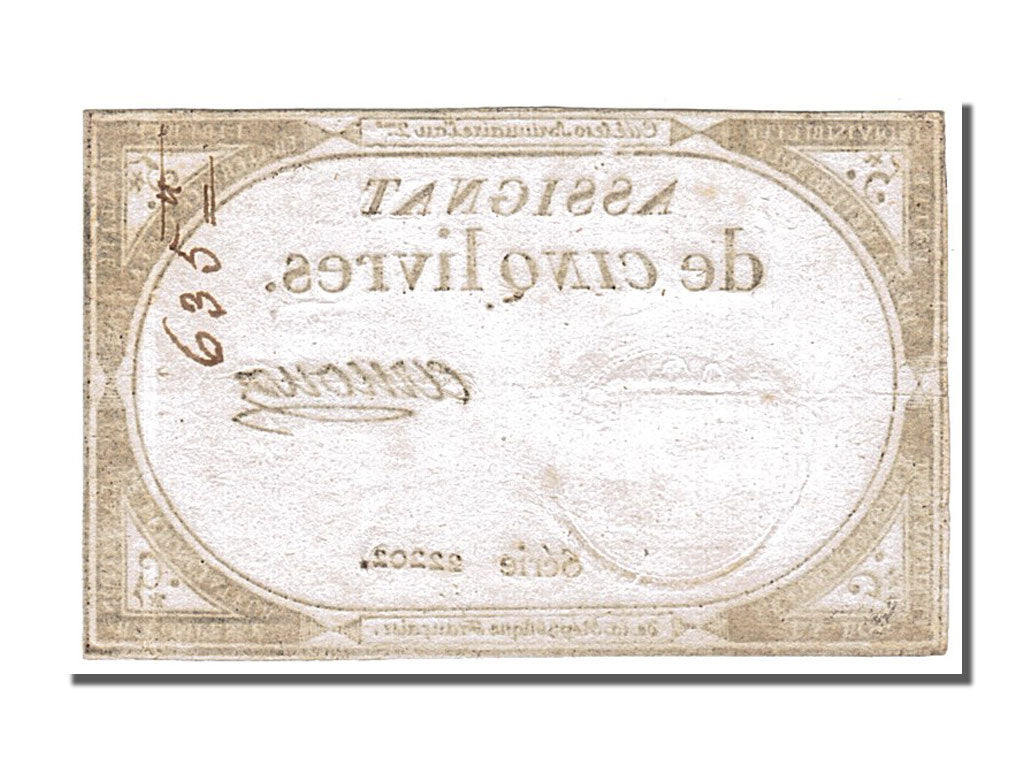 FRANCE, 5 Livres, 1793, 1793-10-31, EF(40-45), Lafaurie #171, FRANCE, 5 Livres,.