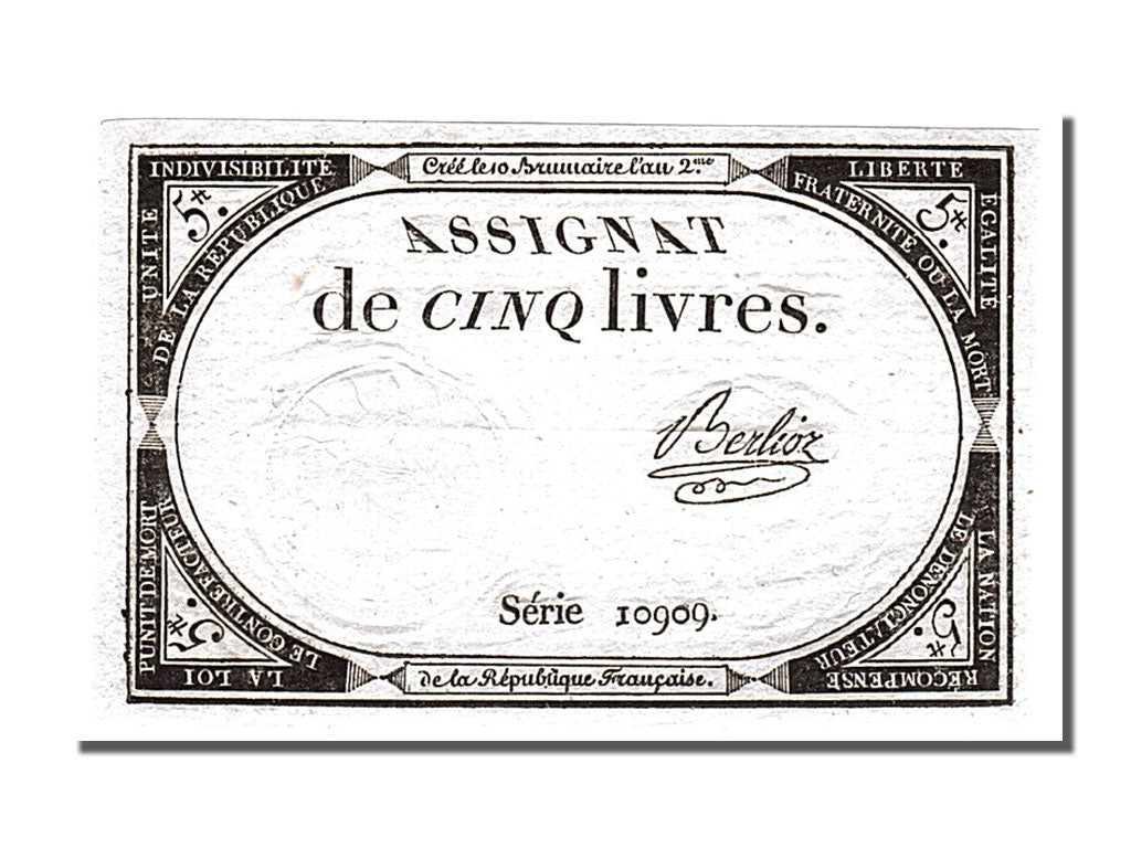 FRANCE, 5 Livres, 1793, 1793-10-31, AU(55-58), Lafaurie #171, FRANCE, 5 Livres,.