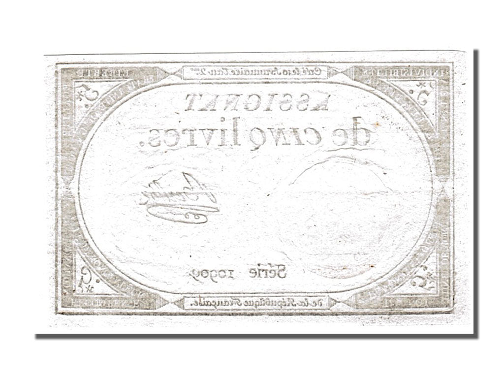 FRANCE, 5 Livres, 1793, 1793-10-31, AU(55-58), Lafaurie #171, FRANCE, 5 Livres,.