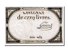 FRANCE, 5 Livres, 1793, 1793-10-31, AU(55-58), Lafaurie #171, FRANCE, 5 Livres,.