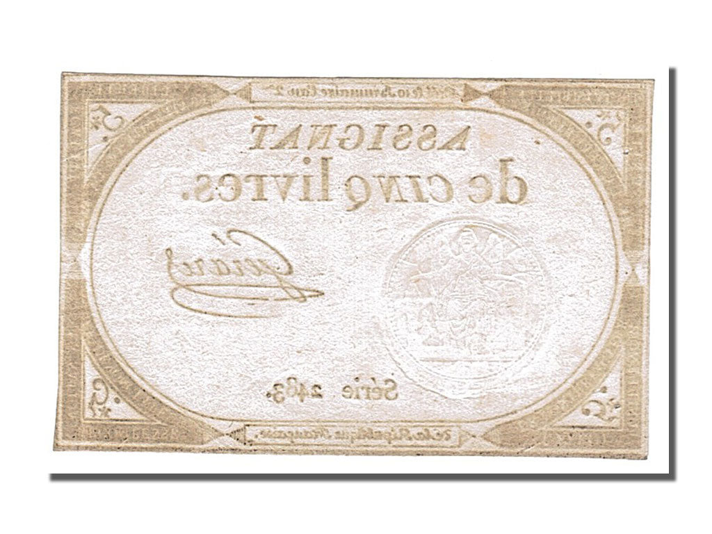 FRANCE, 5 Livres, 1793, 1793-10-31, AU(55-58), Lafaurie #171, FRANCE, 5 Livres,.