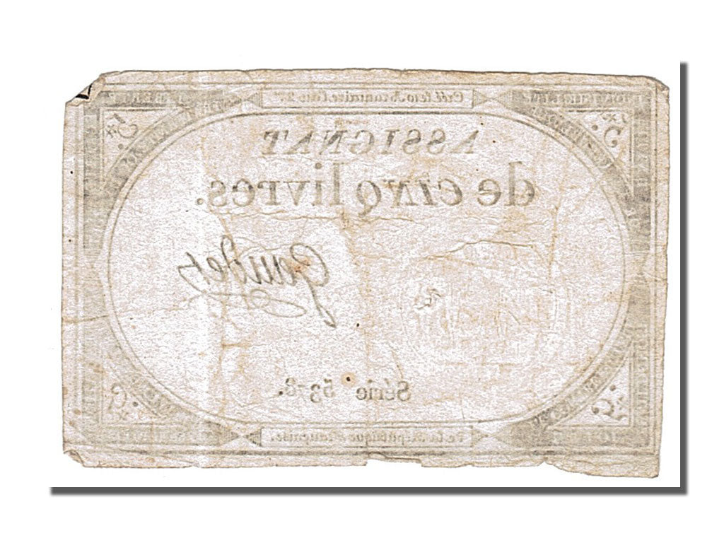 FRANCE, 5 Livres, 1793, 1793-10-31, EF(40-45), Lafaurie #171, FRANCE, 5 Livres,.