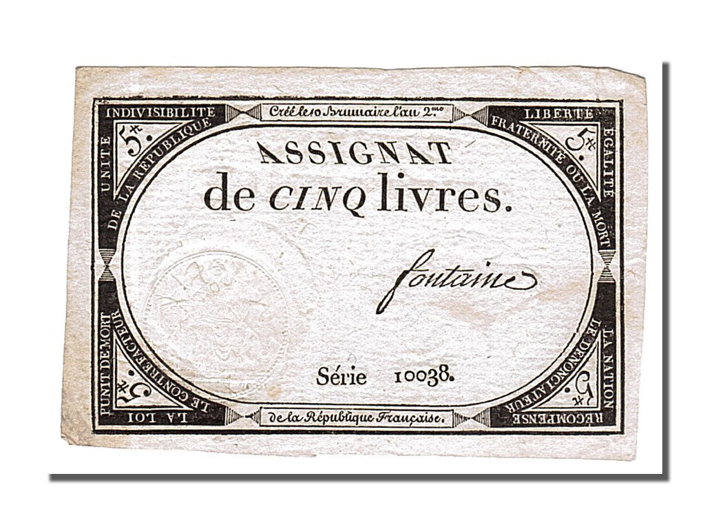 France, 5 Livres, 1793, KM #A76, 1793-10-31, AU(55-58), Lafaurie #171, France,..
