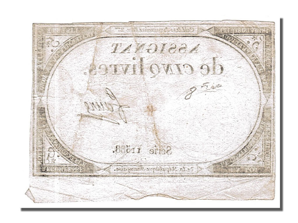Francia, 5 Livres, 1793, Faure, 1793-10-31, BB, Lafaurie:171