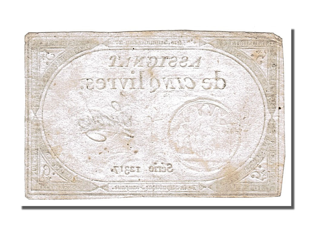 FRANCE, 5 Livres, 1793, 1793-10-31, EF(40-45), Lafaurie #171, FRANCE, 5 Livres,.
