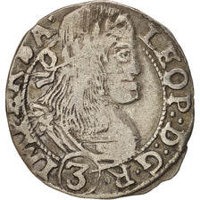 BOHEMIA, Leopold I, 3 Kreuzer, Groschen, 1666, Kuttenberg,VF(30-35),Silver,KM487