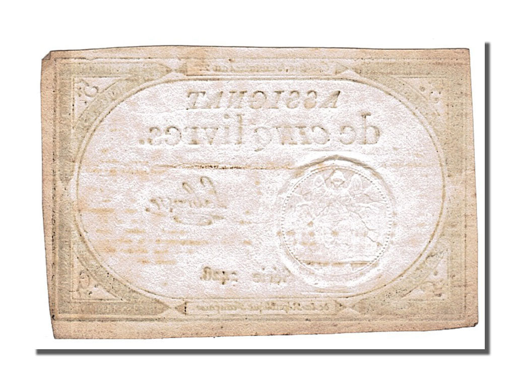 FRANCE, 5 Livres, 1793, 1793-10-31, AU(55-58), Lafaurie #171, FRANCE, 5 Livres,.