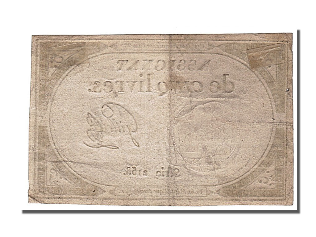 FRANCE, 5 Livres, 1793, 1793-10-31, EF(40-45), Lafaurie #171, FRANCE, 5 Livres,.