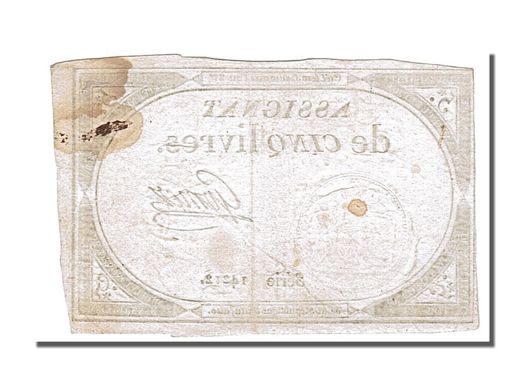 FRANCE, 5 Livres, 1793, 1793-10-31, EF(40-45), Lafaurie #171, FRANCE, 5 Livres,.