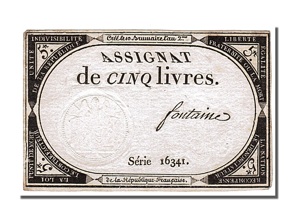 FRANCE, 5 Livres, 1793, 1793-10-31, AU(55-58), Lafaurie #171, FRANCE, 5 Livres,.