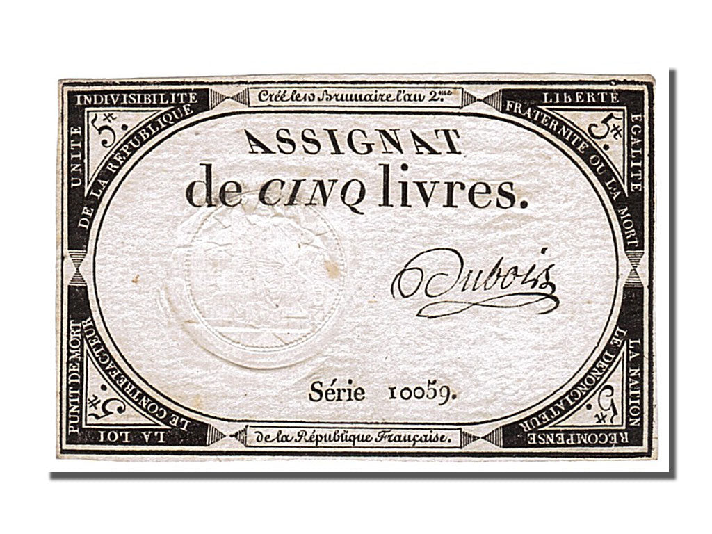 FRANCE, 5 Livres, 1793, 1793-10-31, AU(55-58), Lafaurie #171, FRANCE, 5 Livres,.