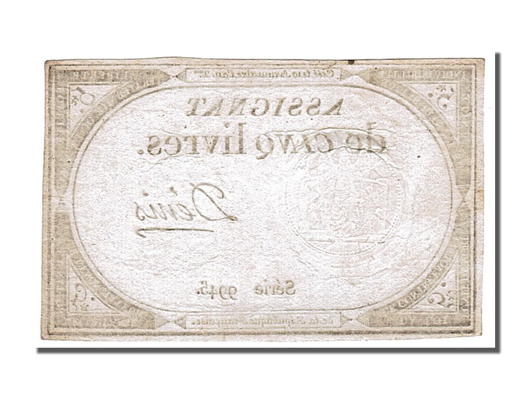 FRANCE, 5 Livres, 1793, 1793-10-31, AU(55-58), Lafaurie #171, FRANCE, 5 Livres,.