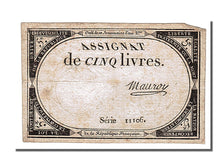 FRANCE, 5 Livres, 1793, 1793-10-31, EF(40-45), Lafaurie #171, FRANCE, 5 Livres,.