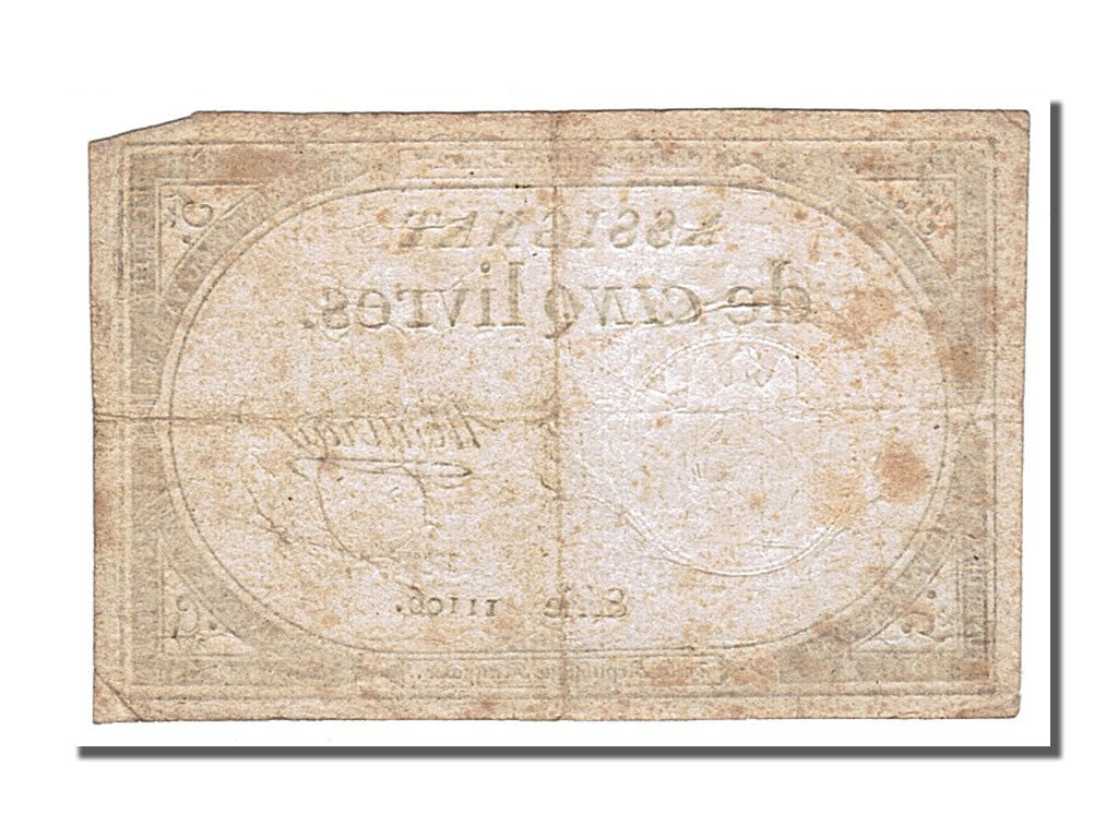 FRANCE, 5 Livres, 1793, 1793-10-31, EF(40-45), Lafaurie #171, FRANCE, 5 Livres,.