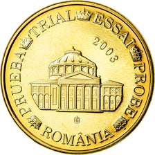 Romania, medaglia, 20 C, Essai-Trial, 2003, FDC, Doratura in rame-nichel