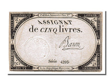 FRANCE, 5 Livres, 1793, 1793-10-31, EF(40-45), Lafaurie #171, FRANCE, 5 Livres,.