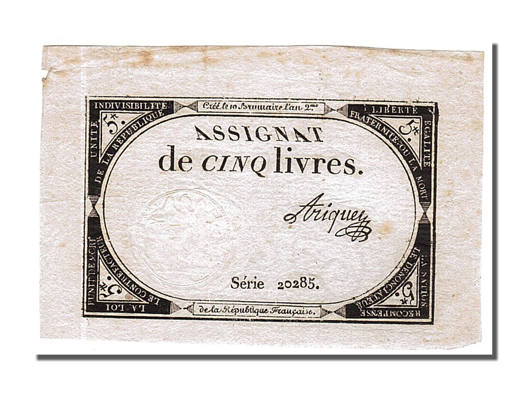 FRANCE, 5 Livres, 1793, 1793-10-31, AU(55-58), Lafaurie #171, FRANCE, 5 Livres,.