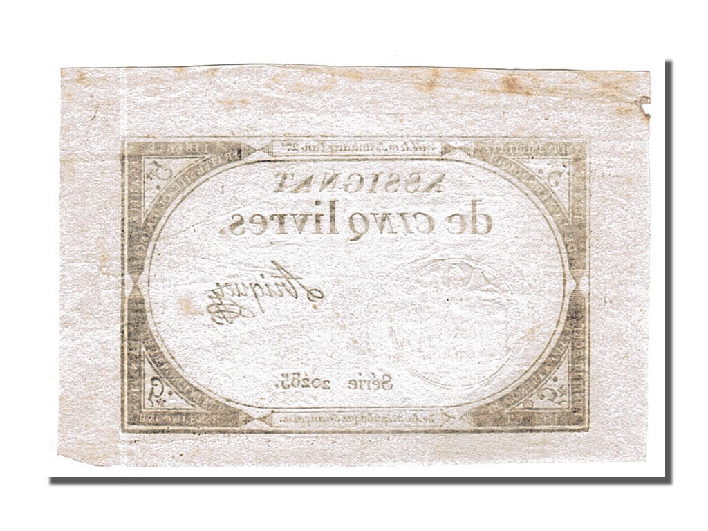 FRANCE, 5 Livres, 1793, 1793-10-31, AU(55-58), Lafaurie #171, FRANCE, 5 Livres,.
