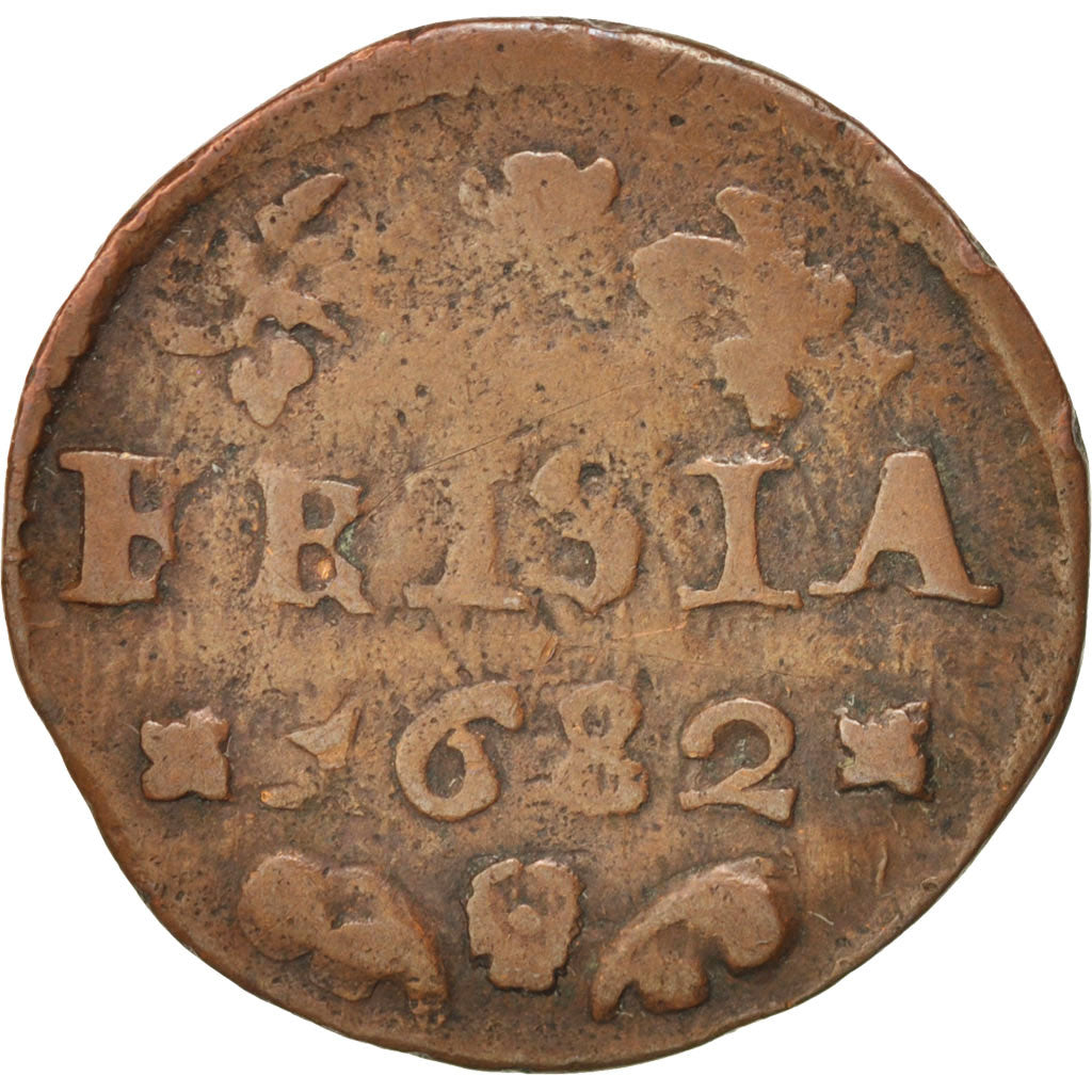 Netherlands, FRIESLAND, Duit, 1682, VF(20-25), Copper, KM:61
