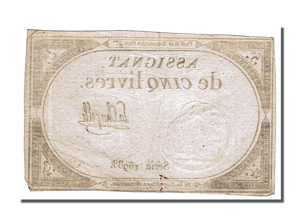 FRANCE, 5 Livres, 1793, 1793-10-31, EF(40-45), Lafaurie #171, FRANCE, 5 Livres,.