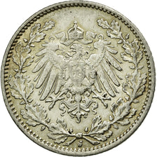 Coin, GERMANY - EMPIRE, 1/2 Mark, 1916, Hamburg, AU(55-58), Silver, KM:17