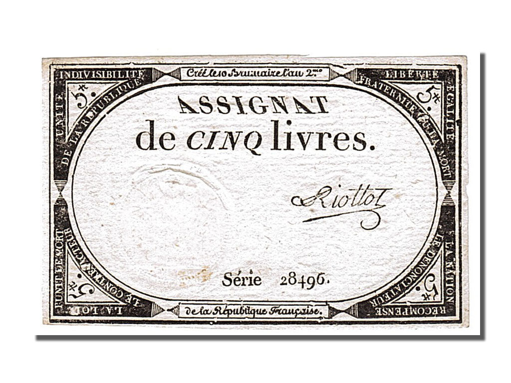FRANCE, 5 Livres, 1793, 1793-10-31, AU(55-58), Lafaurie #171, FRANCE, 5 Livres,.