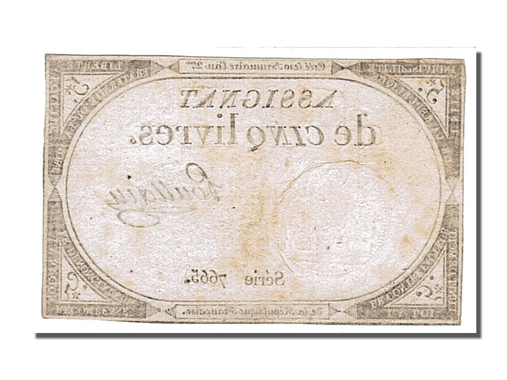 FRANCE, 5 Livres, 1793, 1793-10-31, EF(40-45), Lafaurie #171, FRANCE, 5 Livres,.