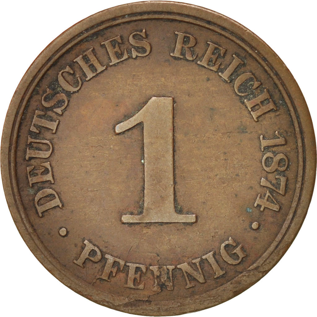 Coin, GERMANY - EMPIRE, Wilhelm I, Pfennig, 1874, Berlin, EF(40-45), Copper