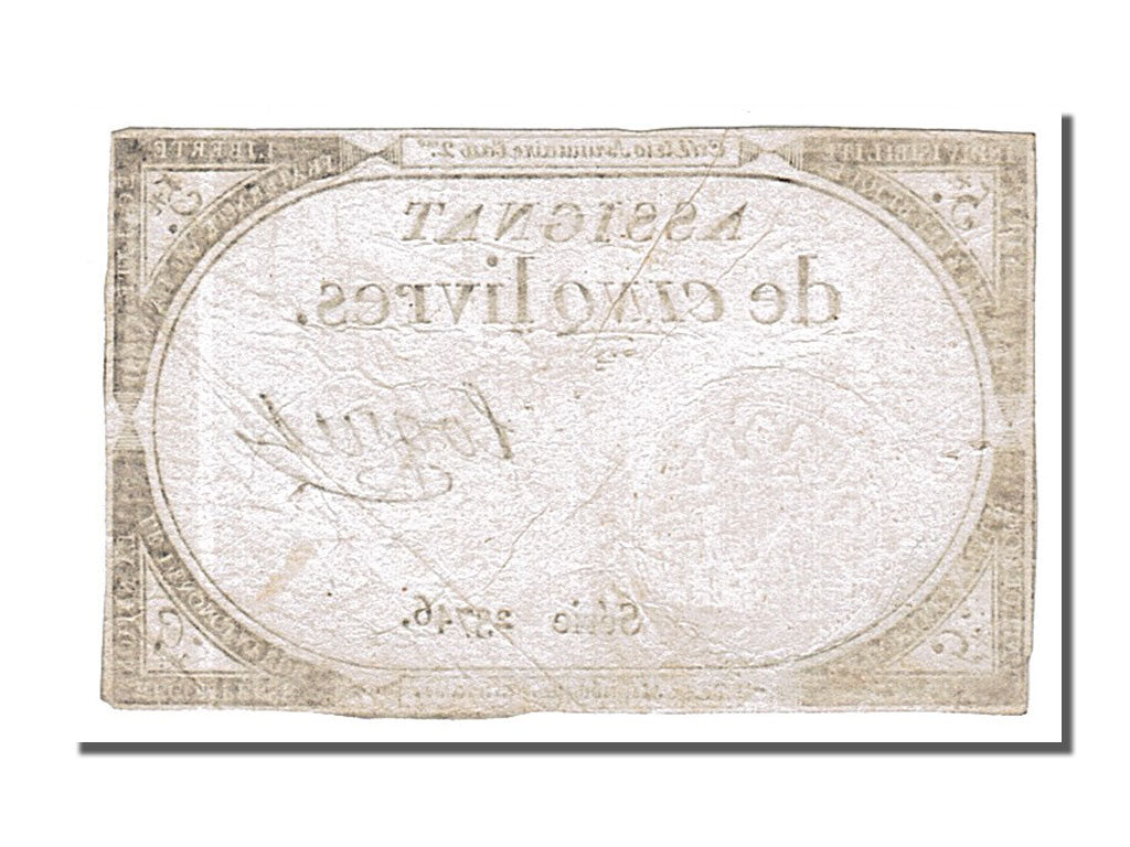 FRANCE, 5 Livres, 1793, 1793-10-31, EF(40-45), Lafaurie #171, FRANCE, 5 Livres,.
