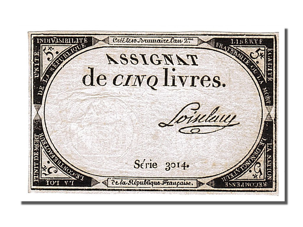 5 Livres type Domaines Nationaux, signé Loiseleau