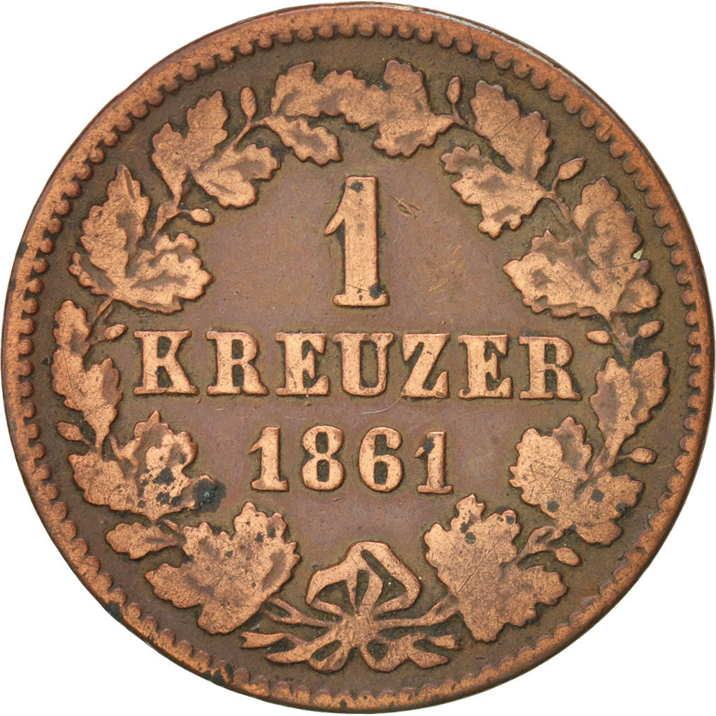 Etats allemands, NASSAU, Adolph, Kreuzer, 1861, Wiesbaden, TB+, Copper, KM:74