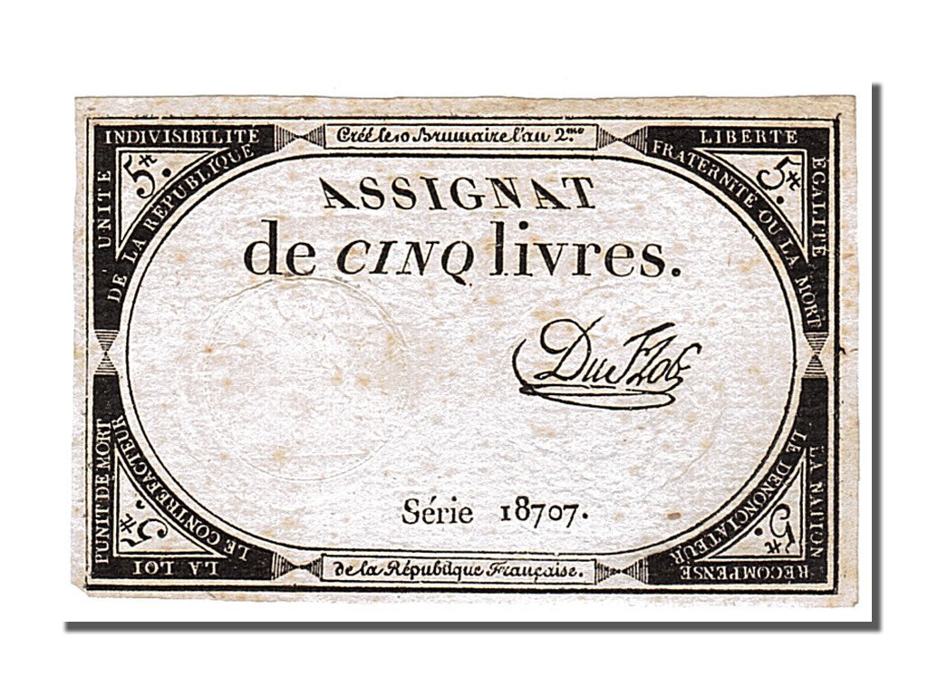 FRANCE, 5 Livres, 1793, 1793-10-31, AU(55-58), Lafaurie #171, FRANCE, 5 Livres,.