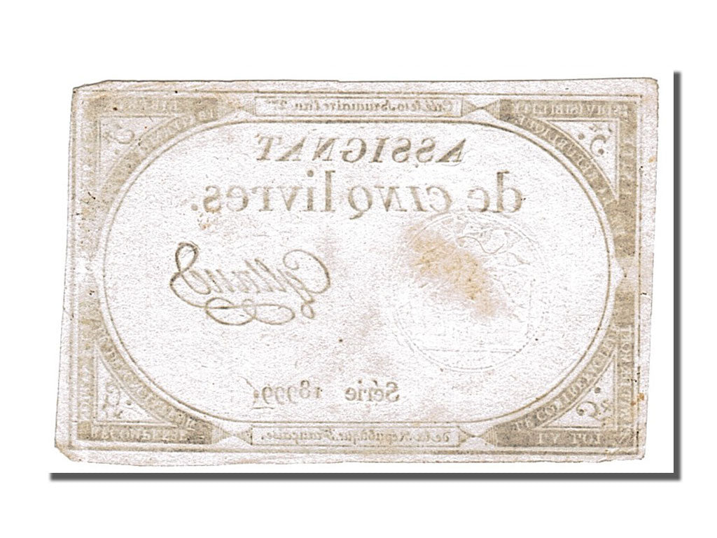 FRANCE, 5 Livres, 1793, 1793-10-31, EF(40-45), Lafaurie #171, FRANCE, 5 Livres,.