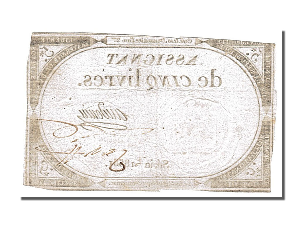 FRANCE, 5 Livres, 1793, 1793-10-31, EF(40-45), Lafaurie #171, FRANCE, 5 Livres,.