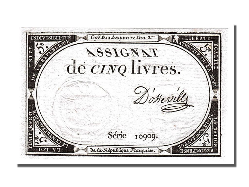 FRANCE, 5 Livres, 1793, 1793-10-31, UNC(63), Lafaurie #171, FRANCE, 5 Livres,...