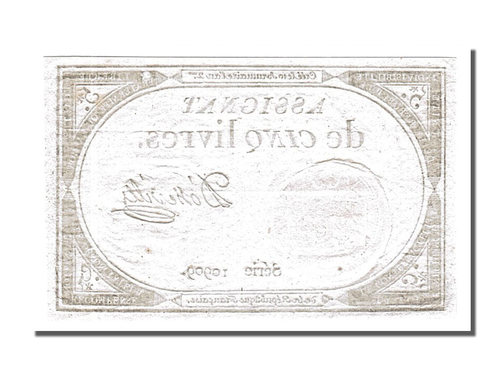 FRANCE, 5 Livres, 1793, 1793-10-31, UNC(63), Lafaurie #171, FRANCE, 5 Livres,...