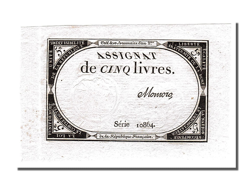 FRANCE, 5 Livres, 1793, 1793-10-31, UNC(65-70), Lafaurie #171, FRANCE, 5...
