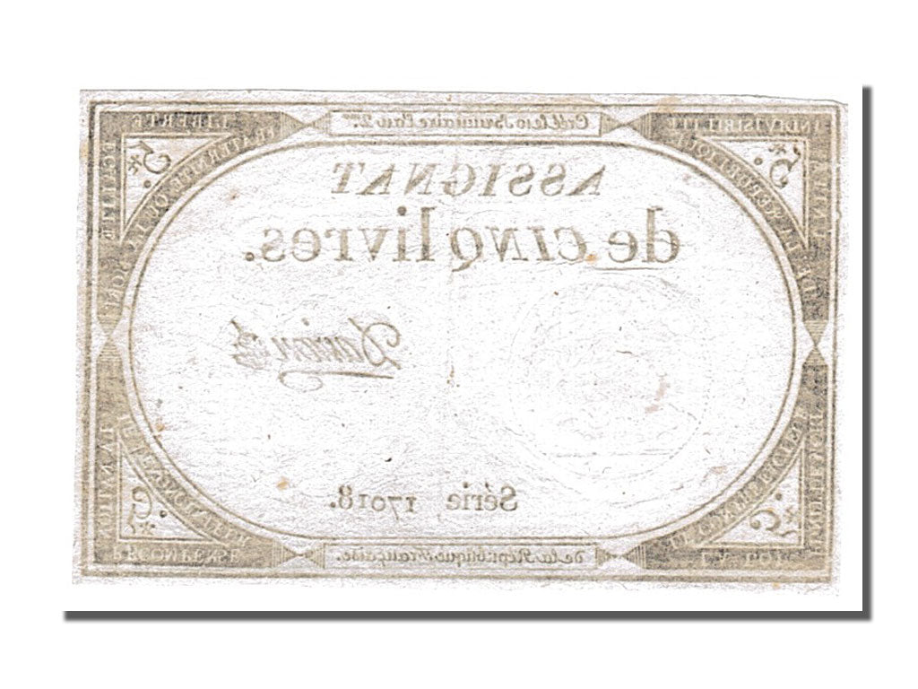 FRANCE, 5 Livres, 1793, 1793-10-31, AU(55-58), Lafaurie #171, FRANCE, 5 Livres,.