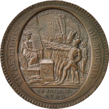 France, 5 Sols Monneron, 1792, AU(50-53), Bronze, KM:Tn31, Brandon:223B