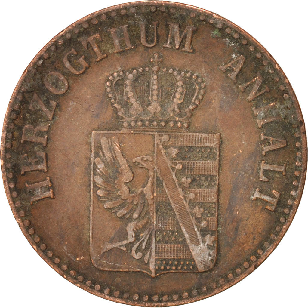 Etats allemands, ANHALT-BERNBURG, Alexander Carl,3 Pfennige,1864,TTB,Copper,KM98