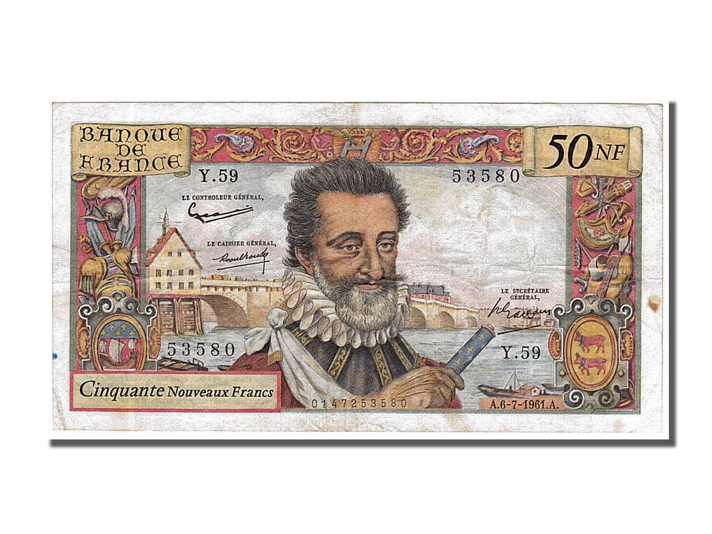Billete, Francia, 50 Nouveaux Francs, 50 NF 1959-1961 ''Henri IV'', 1961