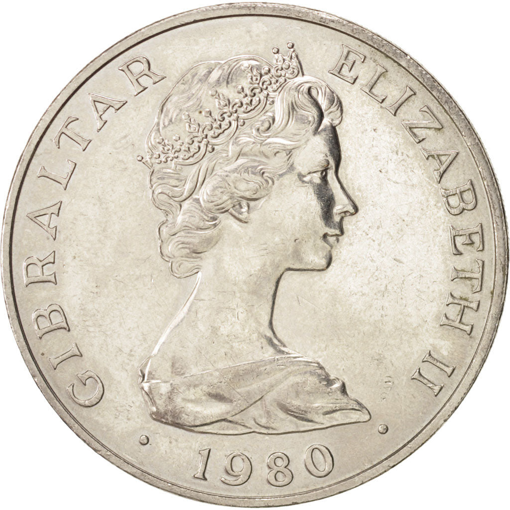 Gibraltar, Elizabeth II, Crown, 1980, British Royal Mint, AU(50-53), KM 12