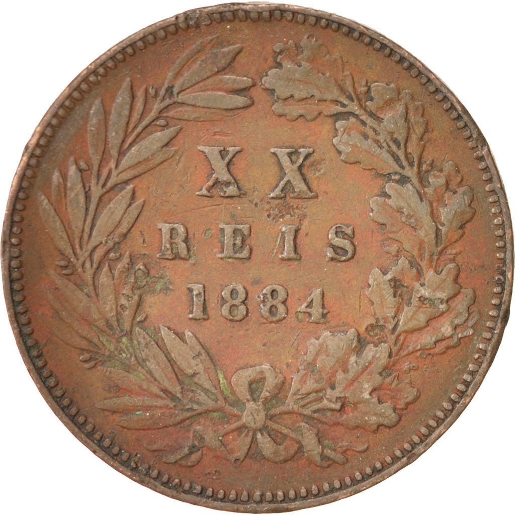 Coin, Portugal, Luiz I, 20 Reis, 1884, EF(40-45), Bronze, KM:527