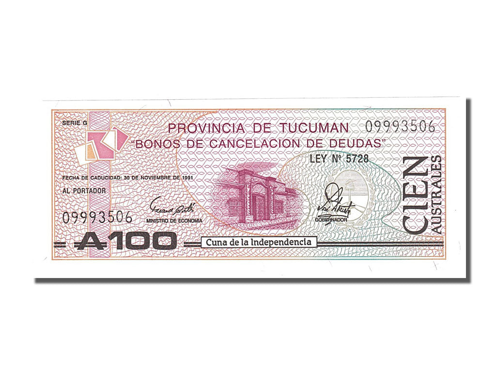 Argentina, 100 Australes, 1991, KM #S2715, 1991-11-30, UNC(65-70), 09993506