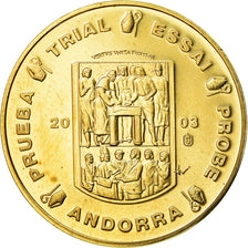 Andorra, Medal, 10 C, Essai-Trial, 2003, MS(64), Copper-Nickel Gilt