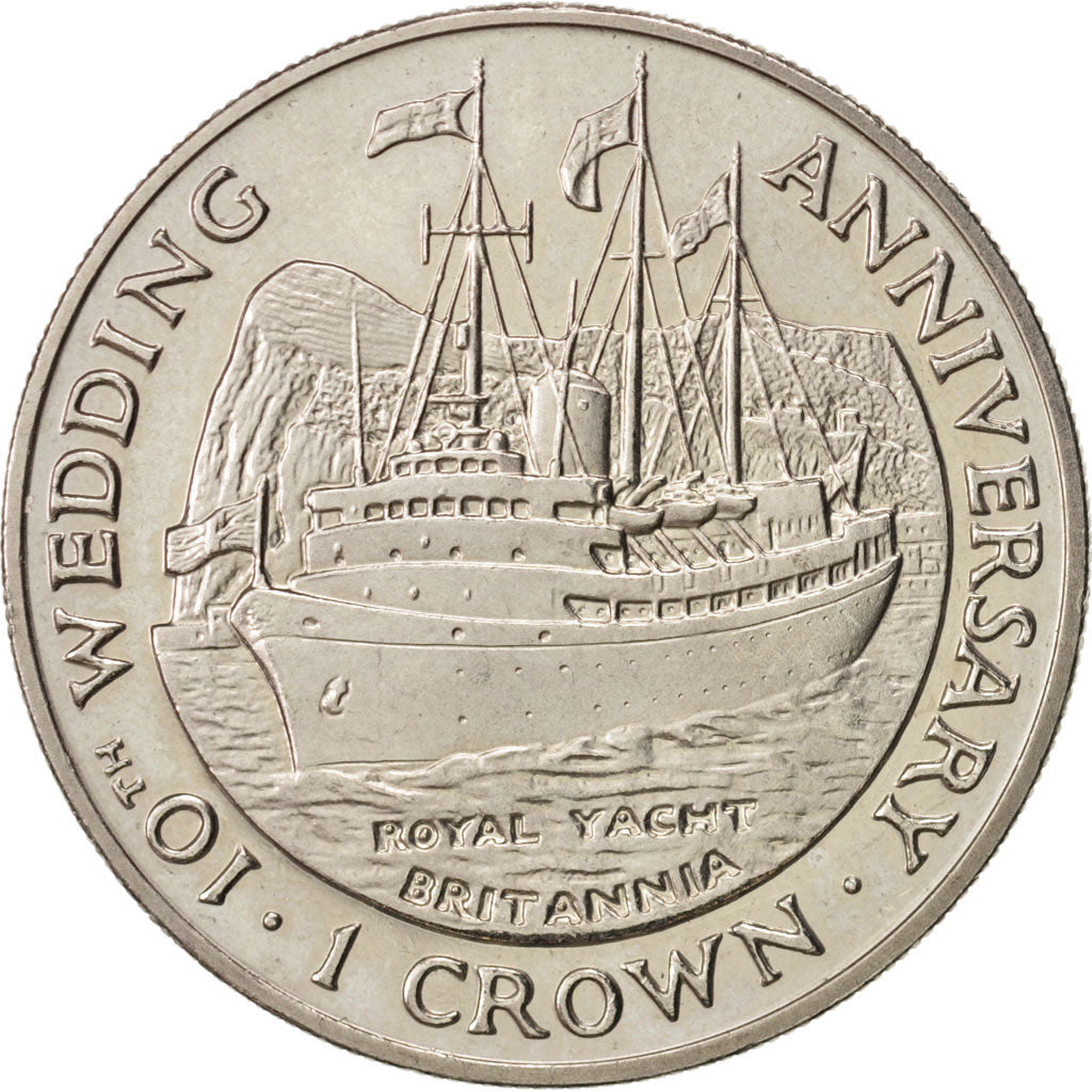 Gibraltar, Elizabeth II, Crown, 1991, AU(55-58), Copper-nickel, KM:86