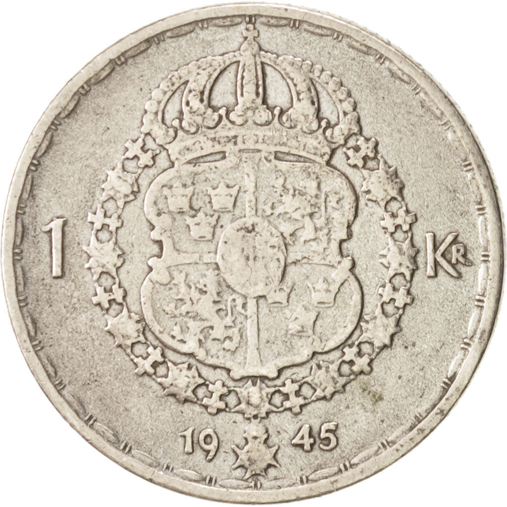 Sweden, Gustaf V, Krona, 1945, EF(40-45), Silver, KM:814